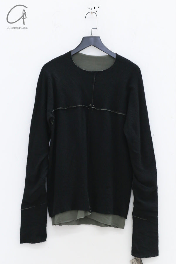 m.a+ Maurizio Amadei two-piece long-sleeved T-shirt Recycled cashmere Italy Artisan handmade MA-T211DM rwsl+jcl10-HSWC Black+Sage